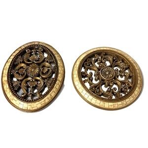 Vintage Set Of 2 Ornate Gilded Victorian Decoratiivel Mirrors Wall Hanging 7”D